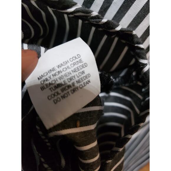 NY Collection Stripe Drawstring Dress Women Size 2X Black White Off the Shoulder - Picture 13 of 14